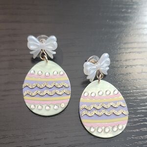 Easter Egg Dangle Earrings with Bow
